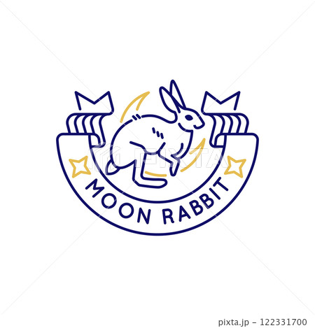 Rabbit logo with Rabbit and ribbon banner icon 122331700