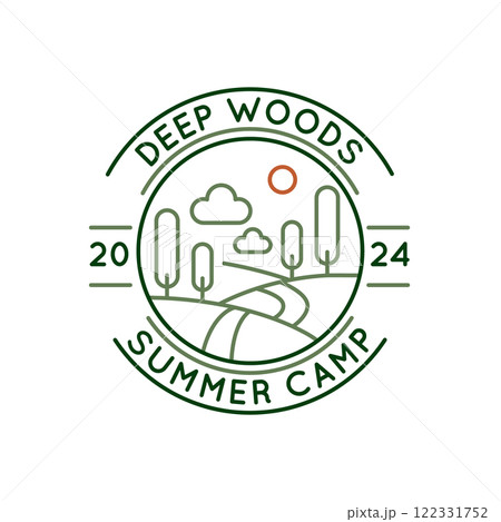 Simple Logo with Deep Woods Summer Camp Icon Simple Logo with Deep Woods Summer Camp Icon 122331752