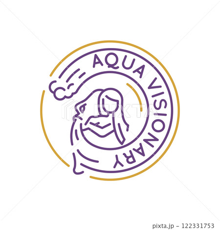 Simple Logo with Aquarius Zodiac Icon Simple Logo with Aquarius Zodiac Icon 122331753