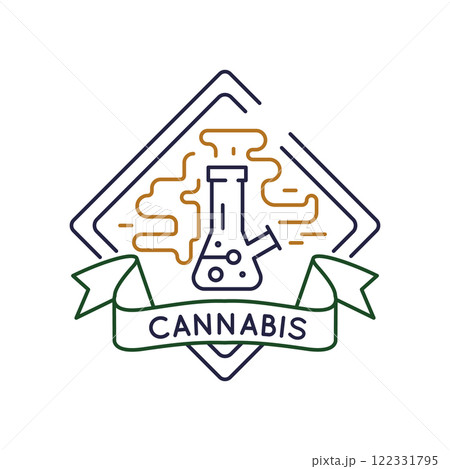 Simple Logo with Cannabis Bong Icon Simple Logo with Cannabis Bong Icon 122331795
