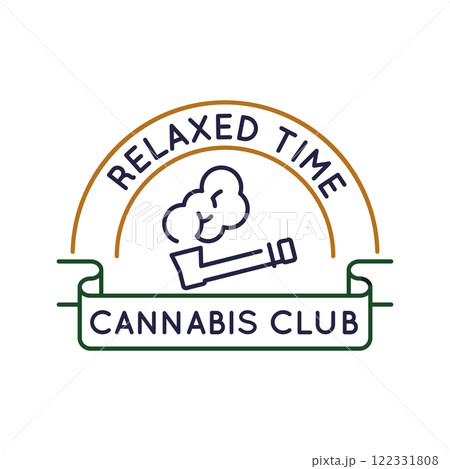 Simple Logo with Relaxed Time Cannabis Icon 122331808