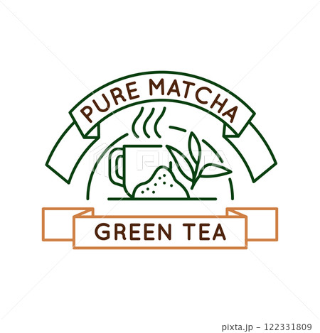 Simple Logo with Green Tea Pure Matcha Icon 122331809