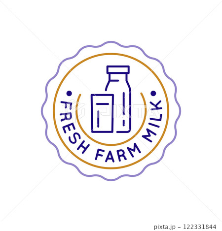 Simple Logo with Fresh Farm Milk Icon Simple Logo with Fresh Farm Milk Icon 122331844