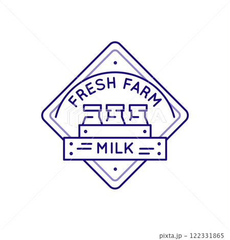 Simple Logo with Fresh Farm Natural Milk Icon 122331865