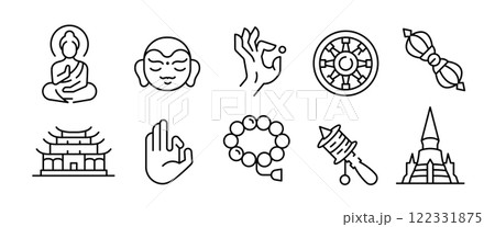 Buddhism Icons Set Buddhism Icons Set 122331875