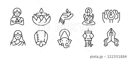 Diwali Icons Set 122331884