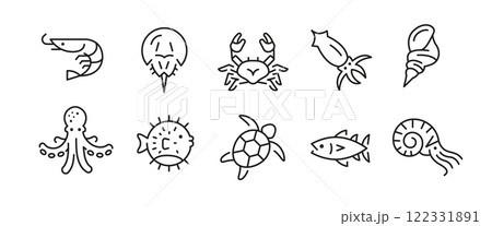 Sea Food Icon Set Sea Food Icon Set 122331891