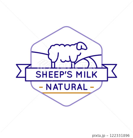 Simple Logo with Fresh Farm Natural Sheep Milk Icon 122331896