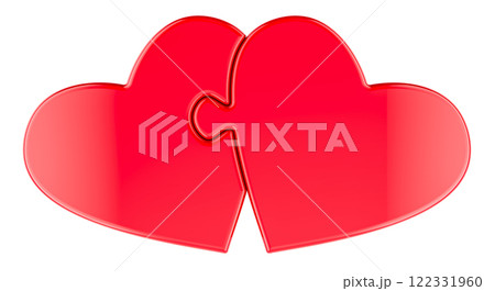 Red Hearts from puzzles connected, 3D rendering Red Hearts from puzzles connected, 3D rendering 122331960
