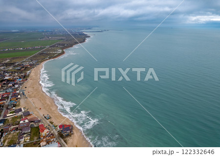 Aerial view over Vama Veche village. Black Sea coast, Romania. Aerial view over Vama Veche village. Black Sea coast, Romania. 122332646