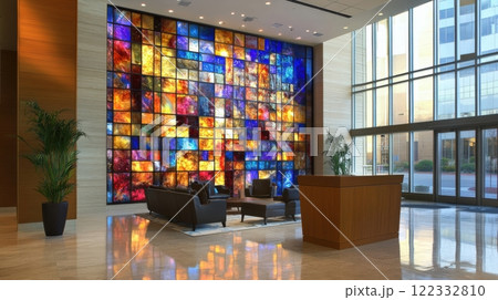 Modern Abstract Stained Glass Wall 122332810