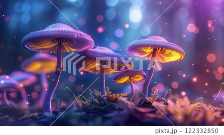 Magical mushrooms fantasy fungi backdrop 122332850