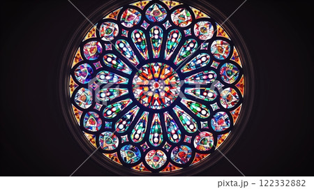 Colorful Stained Glass Window In A Cathedral 122332882