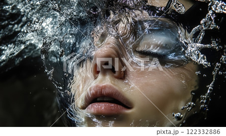 Face Close-Up Relaxed Laying In The Water 122332886