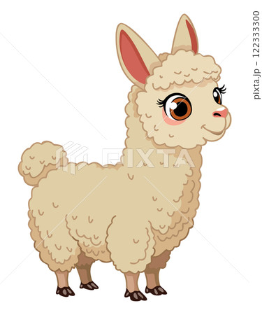 Cute cartoon lama. Vector isolated illustration 122333300