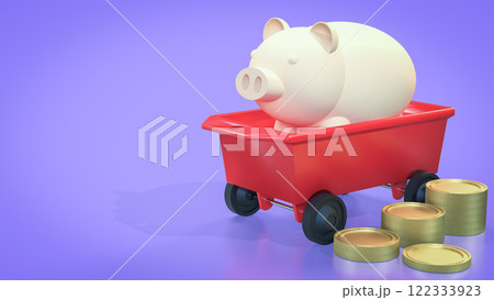 The Piggy Bank and coins for Earn or Saving Money concept 3d Rendering. The Piggy Bank and coins for Earn or Saving Money concept 3d Rendering. 122333923