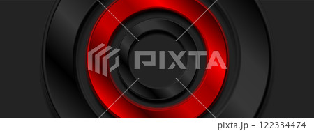 Red and black glossy rings abstract geometric background 122334474