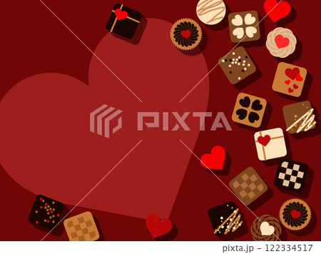 ハートとチョコレートのバレンタイン風背景 122334517