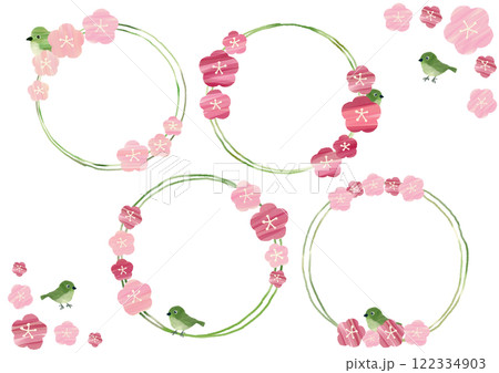 梅の花とめじろのフレームセット 122334903