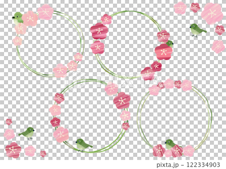 梅の花とめじろのフレームセット 122334903