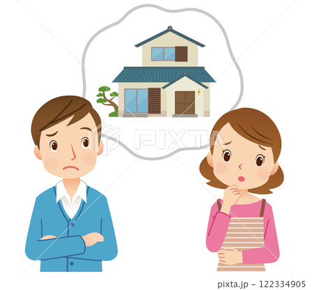 実家の管理に悩む夫婦　家の購入について悩む夫婦 122334905