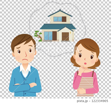 夫婦擔心管理他們的家庭 夫婦擔心買房子 122334905