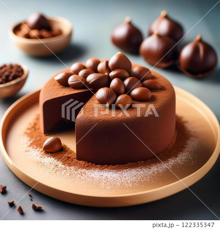 美味しそうな栗とカカオニブのガトーショコラ 122335347