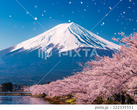 富士山と桜 122335551