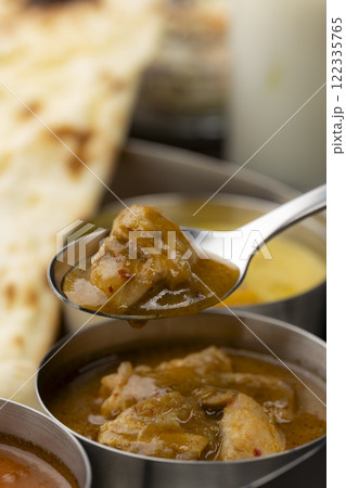 スプーンですくったチキンカレー スプーンですくったチキンカレー 122335765