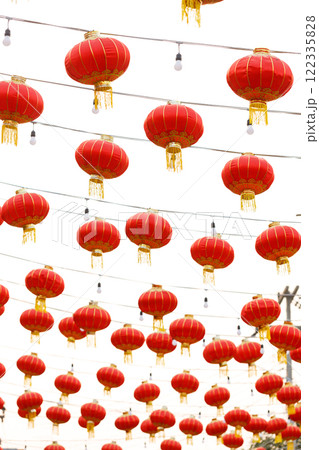 Lunar or Chinese new year lanterns decorated around temple, Thailand. Lunar or Chinese new year lanterns decorated around temple, Thailand. 122335828