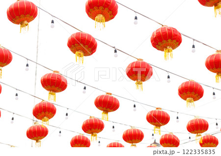Lunar or Chinese new year lanterns decorated over street, Thailand. 122335835