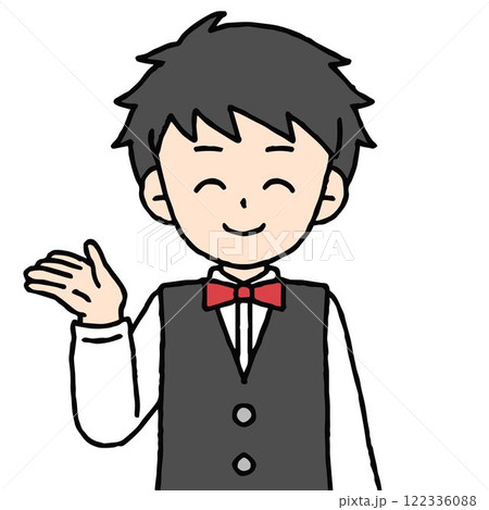 ウェイターの男性が案内をしている 122336088