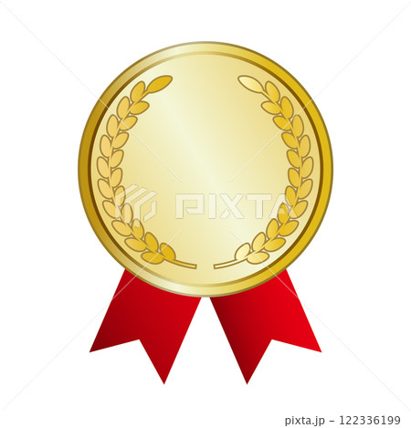 コピースペース付きのメダルイラスト 122336199