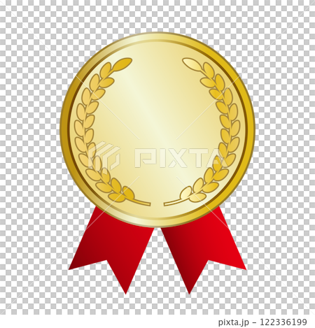 コピースペース付きのメダルイラスト 122336199