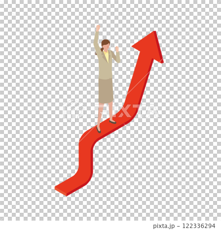 Rising arrow and woman Rising arrow and woman 122336294