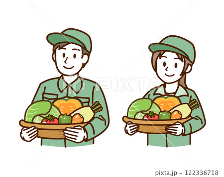作業服_野菜を抱える人_緑 122336718