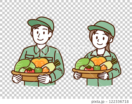 作業服_野菜を抱える人_緑 122336718
