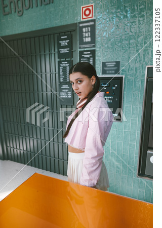 Chic and Stylish Fashionable Look Set in a Contemporary Urban Environment that Inspires 122337105