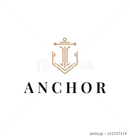 silhouette illustration anchor logo sailor design simple ocean symbol anchor ship marine retro vintage 122337314