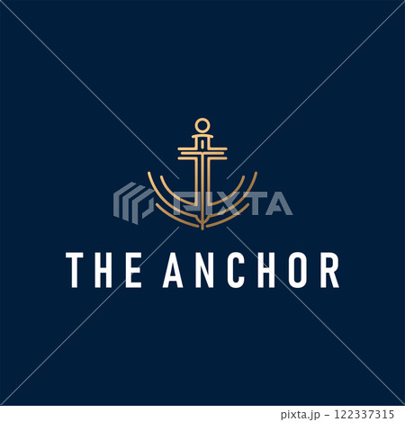 silhouette illustration anchor logo sailor design simple ocean symbol anchor ship marine retro vintage 122337315