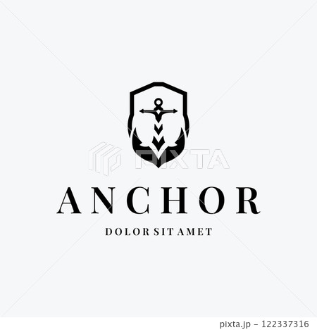 silhouette illustration anchor logo sailor design simple ocean symbol anchor ship marine retro vintage 122337316