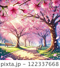 花びらが舞う桜並木の道 122337668