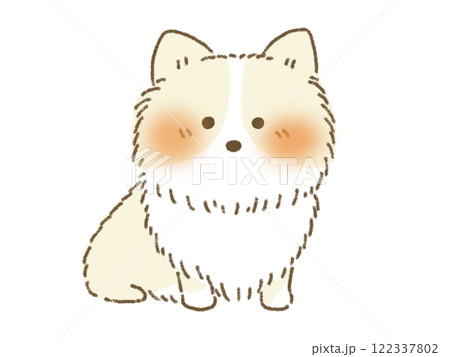 お座りをするクリーム色のコーギーのイラスト 手描き風 お座りをするクリーム色のコーギーのイラスト 手描き風 122337802