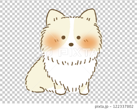 米色柯基犬坐著的插圖，手繪風格 122337802