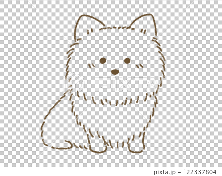坐柯基犬的插圖，線畫，手繪風格 122337804