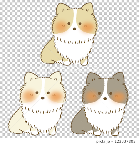 坐柯基犬手繪風格插畫集 122337805