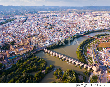Aerial view of Cordoba with Roman Bridge and Mosque-Cathedral Aerial view of Cordoba with Roman Bridge and Mosque-Cathedral 122337976