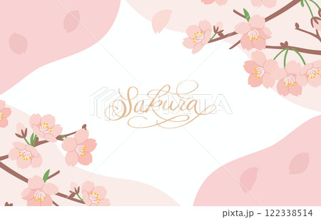 満開の桜の花のイラストテンプレート 満開の桜の花のイラストテンプレート 122338514