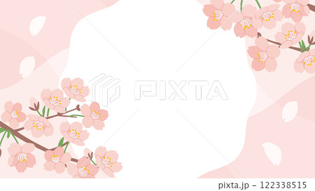 満開の桜の花のイラストテンプレート 満開の桜の花のイラストテンプレート 122338515