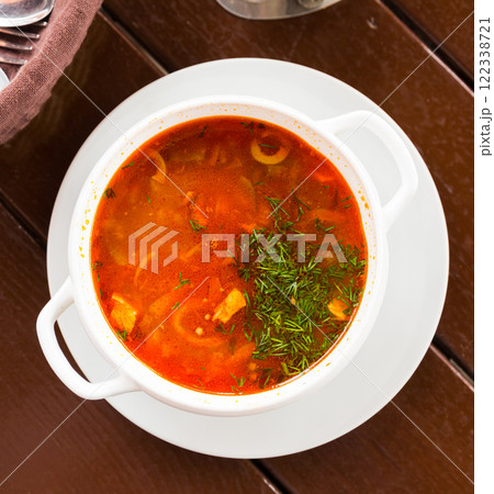 Russian meat soup Solyanka Russian meat soup Solyanka 122338721
